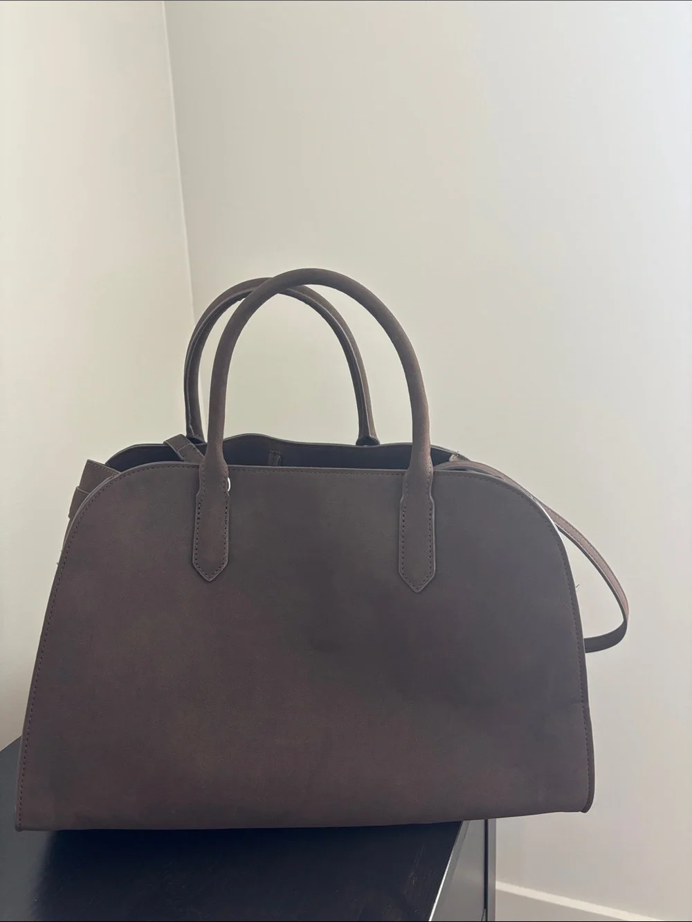Rebecca Minkoff Dark Brown Leather Satchel with Buckle Detail